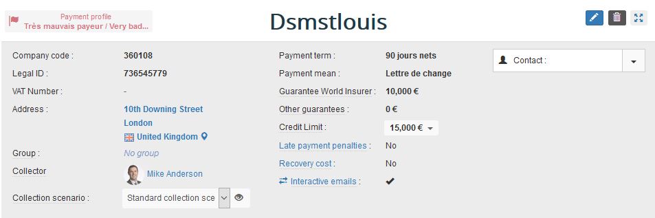 Customer payment profile in My DSO