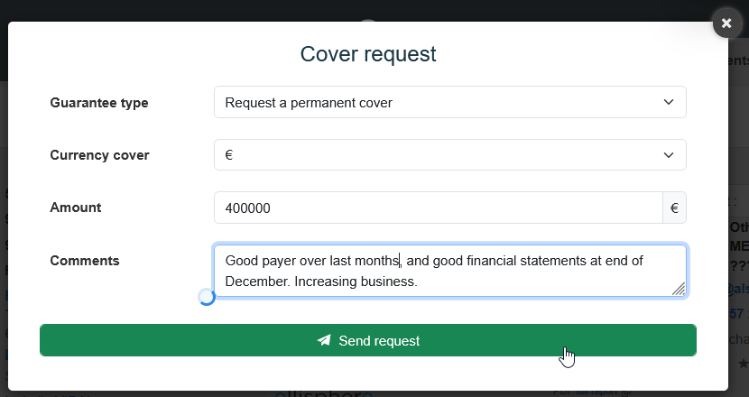 Credit insurance request
